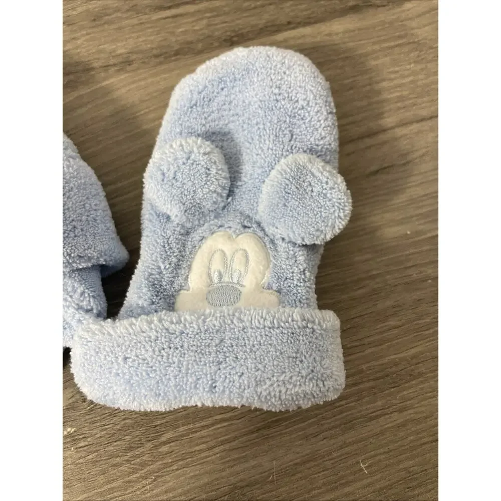 Disney Parks Mickey Mouse Hat and Mitten Set Infant Baby Blue